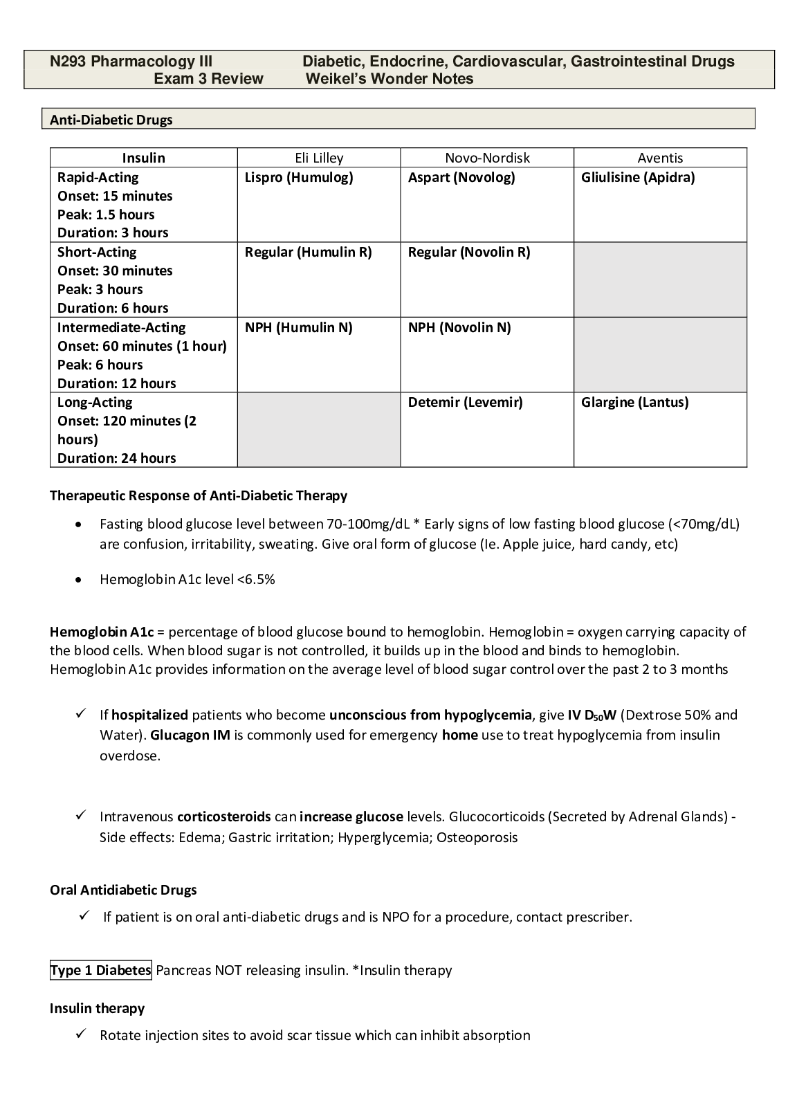 Preview image for NR 293 Exam 3 Review Diabetes, CV Endo GI.